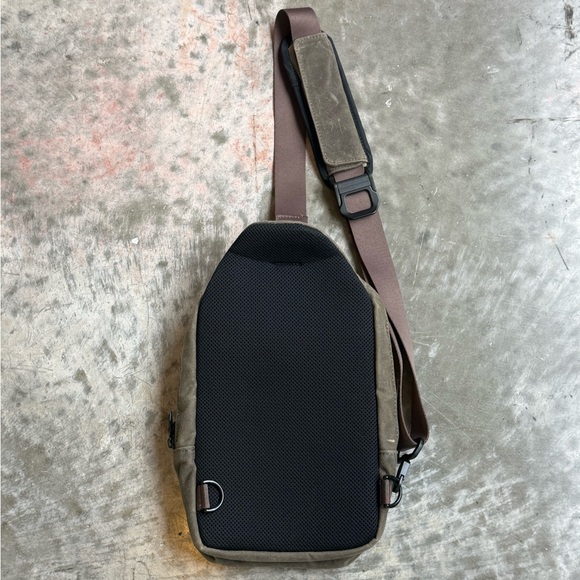 Waterfield San Francisco Sutter Brown Waxed Canvas Leather Sling Bag - Picture 2 of 6